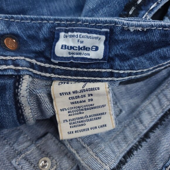 Miss Me Womens Easy Crop Jeans Size 30 Blue Denim Cropped Mid Rise Western Biker - Picture 9 of 9